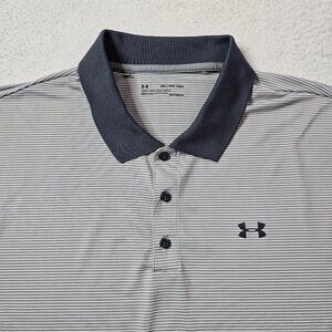 Under Armour Men's Gray Stripe Heatgear Golf Polo - XL